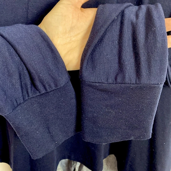 Vince womens Mixed Media Blue Chambray Shirttail blouse long sleeve crew neck - Picture 7 of 13